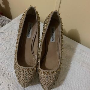Steve Madden Dipsiee Studded Platform Tan Metallic Crystal Spike